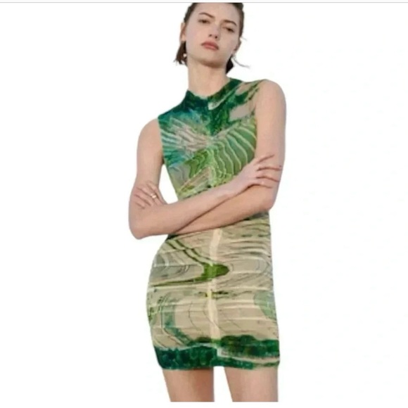 Zara Dresses & Skirts - Zara Green Ruched Sleeveless Mini Dress